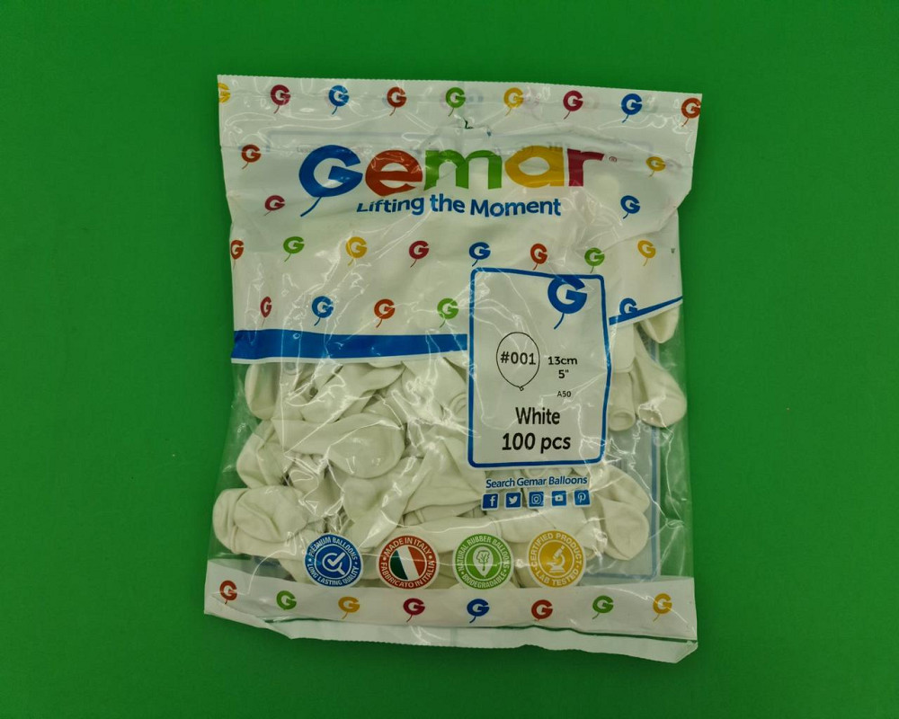 Повітряні кульки пастель білий 5" (13 см) 100 шт Gemar (1 пач.) Харків - фото 1
