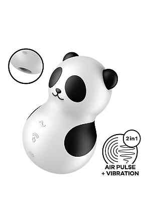 Вакуумный стимулятор с вибрацией Satisfyer Pocket Panda черно-белый, 8.9 см Sex Aura Киев