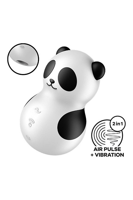 Вакуумный стимулятор с вибрацией Satisfyer Pocket Panda черно-белый, 8.9 см Sex Aura Киев - изображение 2