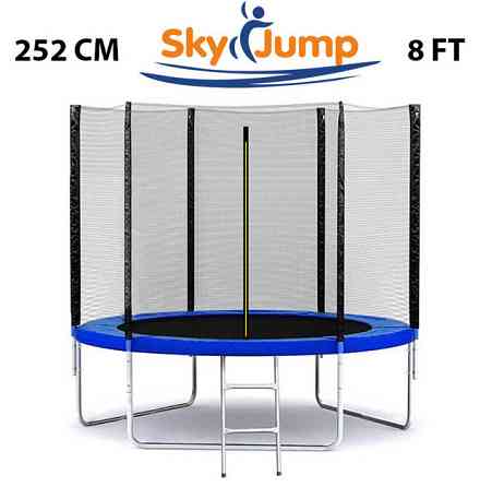 Батут SkyJump 252 см до 150 кг з сіткою і сходами спортивний ігровий Київ