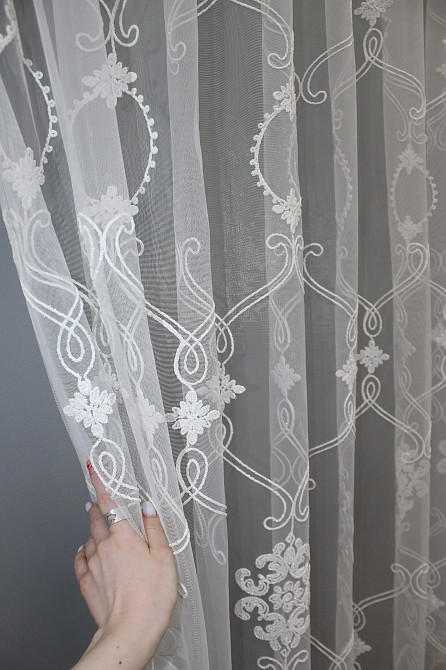 Тюль VR-Textil 1413т Фатин з вишивкою Білий 400х270 см (42-1123) Київ - фото 2