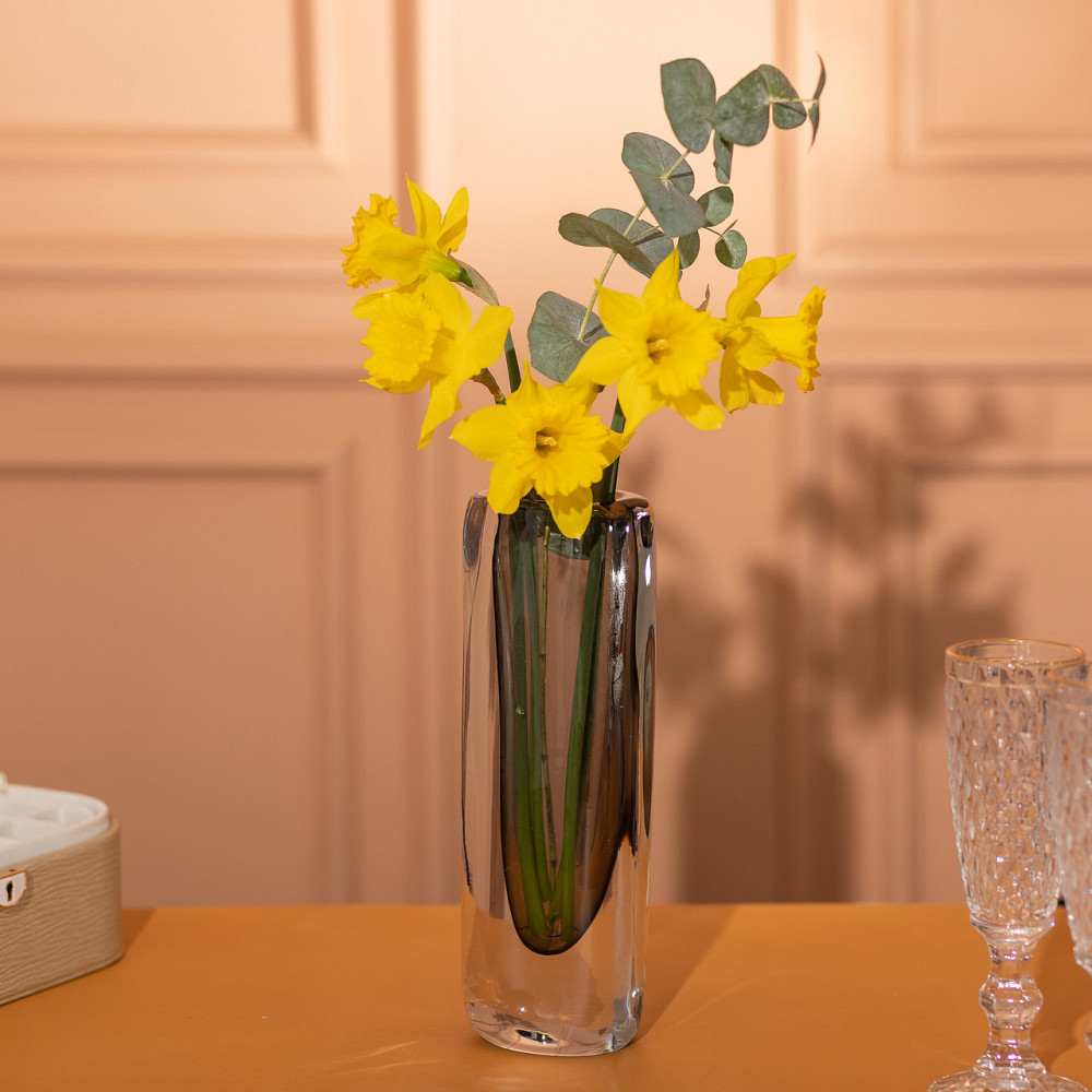 Flower Season Ваза скляна прозора 7.7х5.5х24.5 см для квітів декоративна 200 мл Сіра HP-10-16 Киев - изображение 4