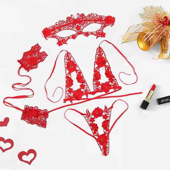 Еротичний комплект нижньої білизни мереживо 40 червоний Київ