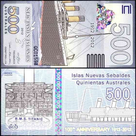 New Jason Islands Нью Джейсон остр. - 500 Australes 2012 UNC Полтава