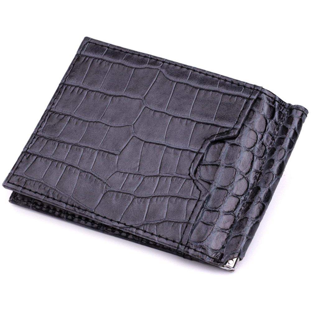 Практичний чоловічий гаманець-затиск із натуральної шкіри Сірий (KARYA) Київ - фото 12