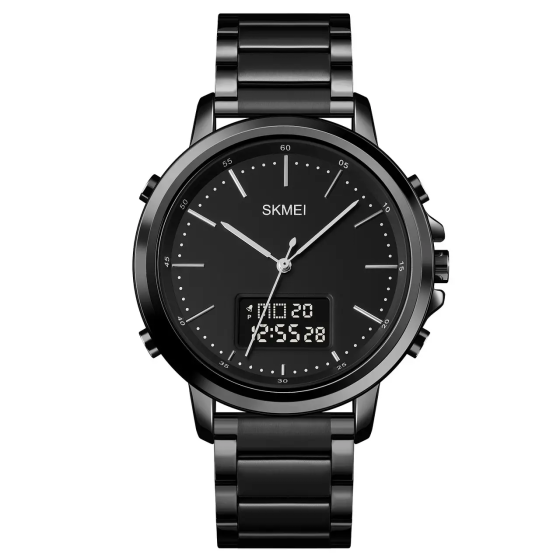 Мужские наручные часы Skmei 1652 с металлическим браслетом (Черный с черным) Винница