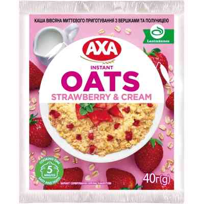 Пища быстрого приготовления АХА Каша Овсяная сливками и клубникой 40 г (4820008126283) Винница