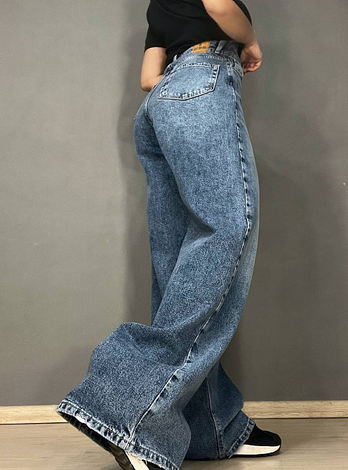 Джинси жіночі Zeo Basic 4635 WIDE LEG palazzo jeans висока посадка широкі довгі світло сині, світло-синій, 40, 40, 82 см, 111 см Київ - фото 12
