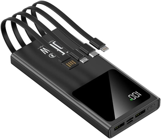Витринный образец Power Bank VNBBT 10000 мАч 66 Вт, 6 выходов, встроенные кабели, USB-C, LED-дисплей Киев