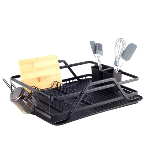 Сушарка для посуду 59*38*13см з піддоном алюміній чорний 751 KAMILLE Житомир