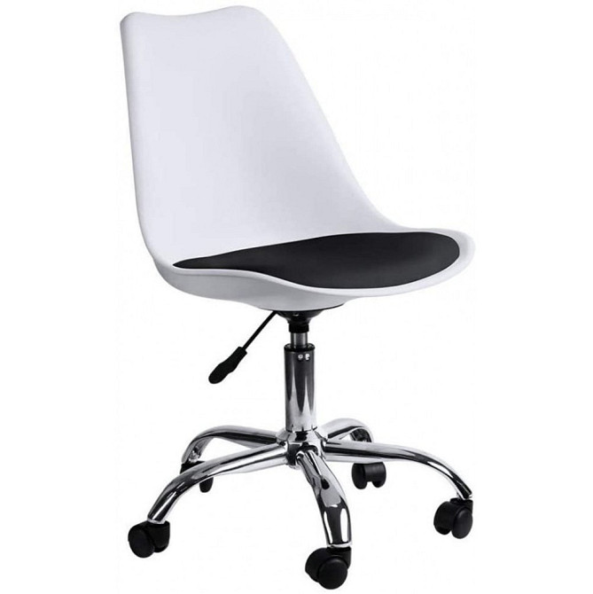 Кресло офисное компьютерное B-487 на колесиках рабочее для компьютера офиса дома Черно-белый Киев - изображение 2