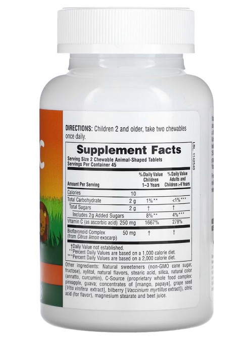 Витамин С (Children's chewable vitamin C, animal parade) 250 мг 90 жевательных таблеток со вкусом апельсина Київ - фото 3