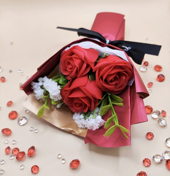 Мило-букет "Троянда" Рожевий Червоний Сміла - фото 2