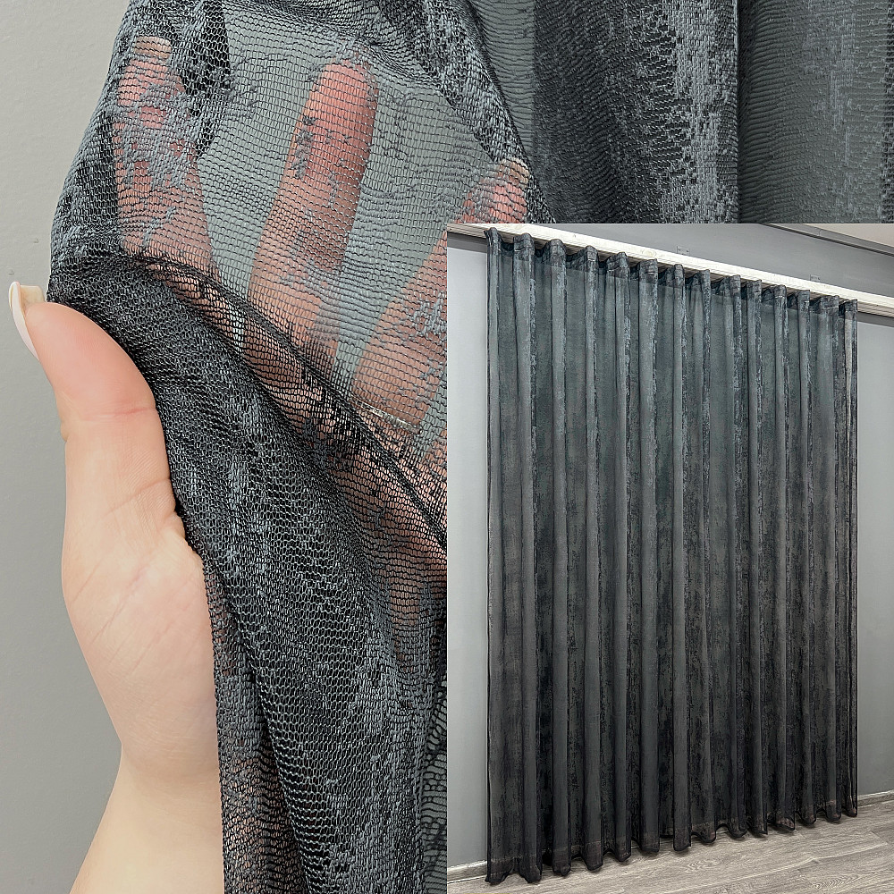 Тюль жакард, колекція "Мармур" колір графітовий 2040т Київ - фото 1