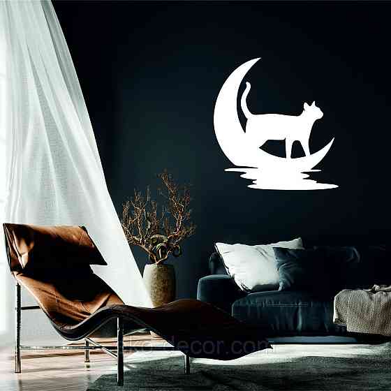 Декоративное настенное 3D Панно «Кот» Декор на стену с объемом 90*84 см, Белый Киев