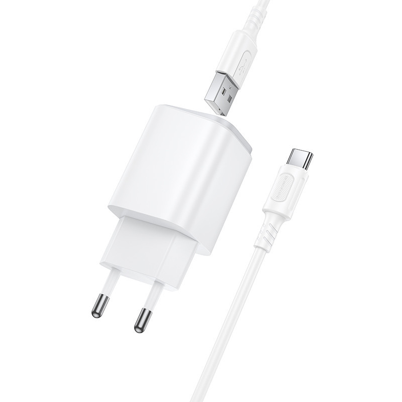 Мережевий зарядний пристрій з кабелем BOROFONE BAS82A Star single port QC3.0 charger set (Type-C) (EU) White Одеса - фото 4