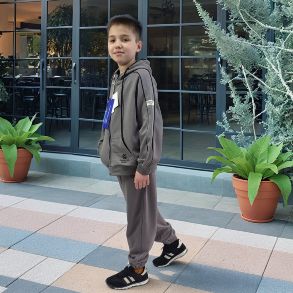 Спортивный костюм для мальчика подростка на молнии в сером цвете на 9,10,11,12 лет Николаев - изображение 3