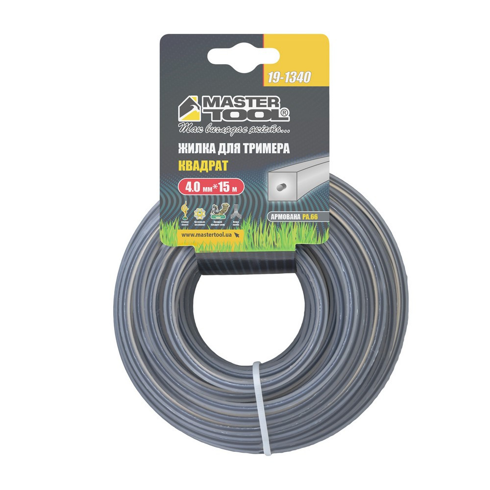 MASTERTOOL Жилка для тримера MASTERTOOL КВАДРАТ АРМОВАНИЙ 4,00 мм 15 м 19-1340 Киев - изображение 2