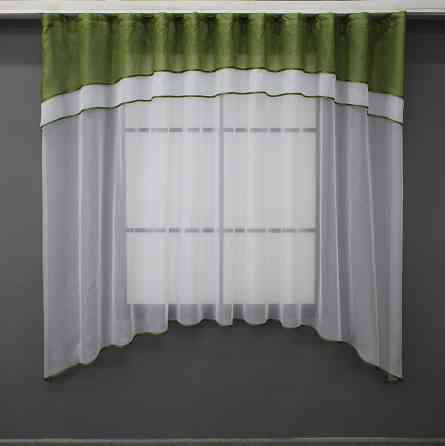 Кухонная гардина VR-Textil № 036к арка белый с оливковым 280х170 см (52-0926) Киев