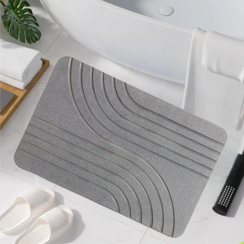 Коврик из диатомита для душа и ванной комнаты, кухни, прихожей, каменный, универсальный тёмно-серый цвет Каменец-Подольский - изображение 1