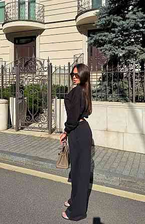 Женский прогулочный костюм двойка: кофта и штаны турецкая тринитка петля Черный, 46/48 Одесса