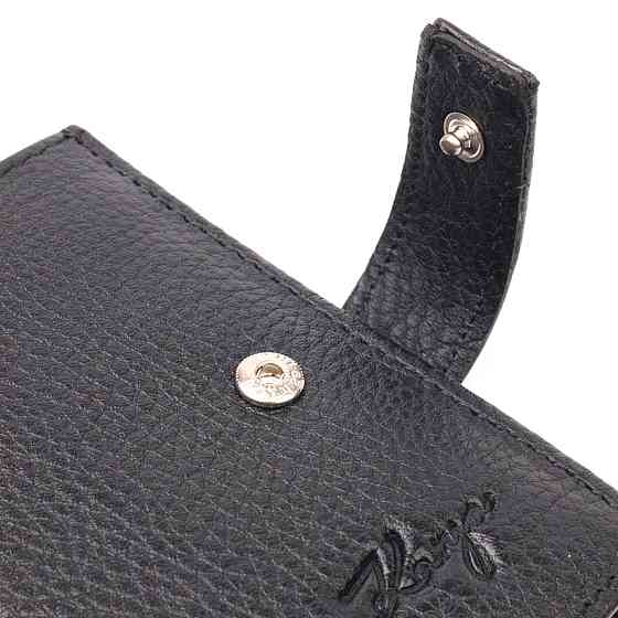 Функциональный вертикальный небольшой мужской кошелек из зернистой кожи KARYA 20992 Черный Киев