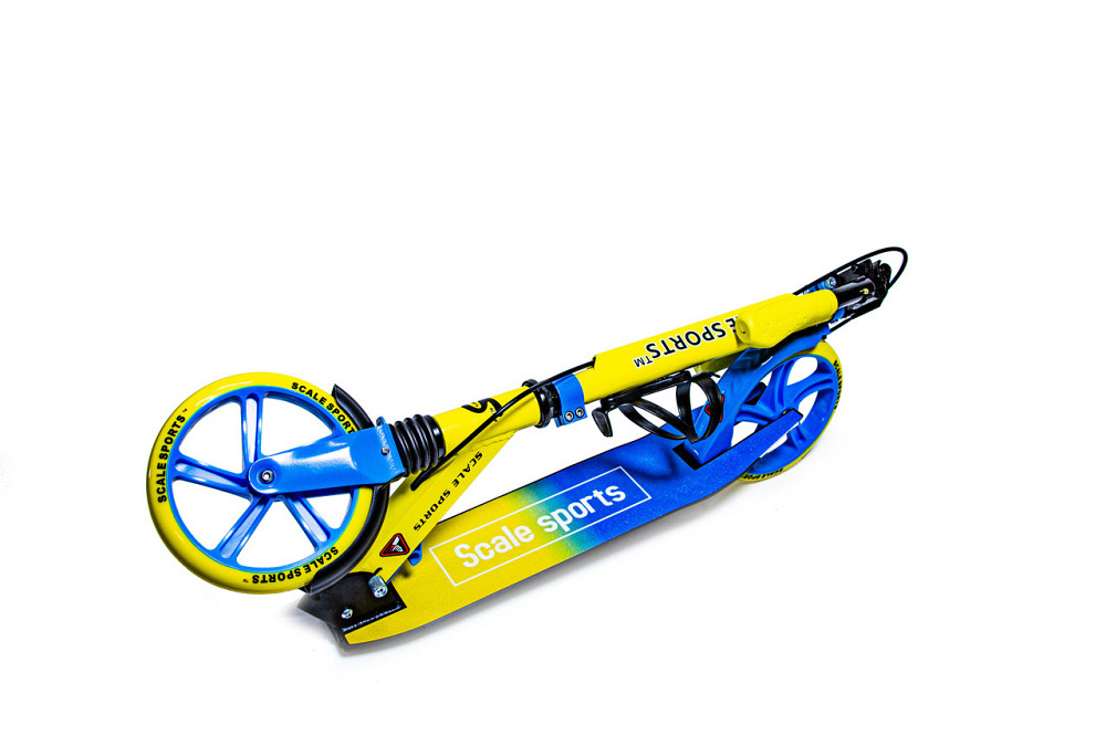 Самокат для дітей від 5-ти років з ручним гальмом, ліхтариком та дзвіночком Scale Sports SS-08. Жовто-гол Одеса - фото 5