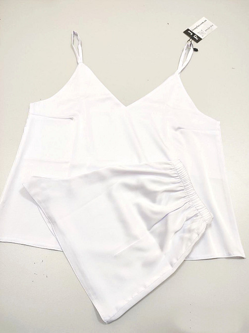 Пижама женская шелковая с шортами Белый 44 Харьков - изображение 7