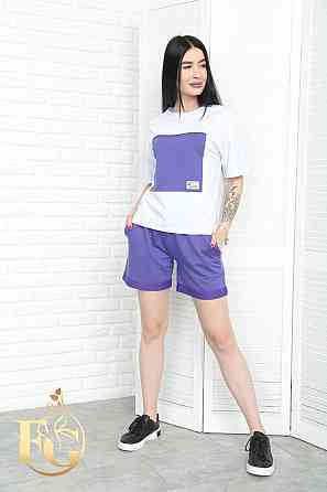 Двокольоровий костюм з шортами "Numb" оптом | Батал | Розпродаж моделі Фіолетовий, 50-52 Київ