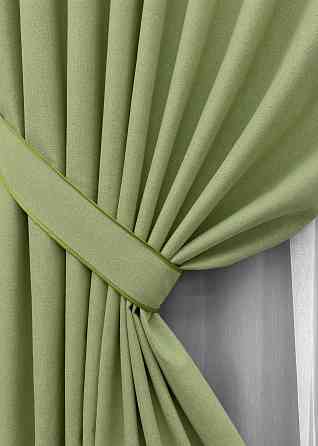 Комплект штор VR-Textil 100% блэкаут ASHEN NIGHT 150х270 2шт и Тюль 500х270 1841ш-1153т оливковый с белым 71-081/4 Киев