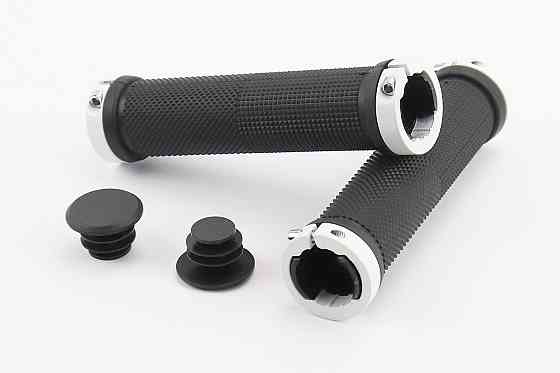 Ручки керма 130мм з затискачем Lock-On з двох сторін, чорно-білі FL-426 Киев