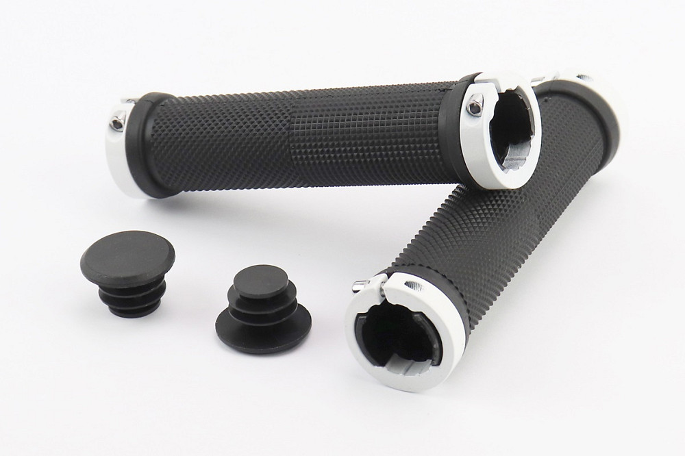 Ручки керма 130мм з затискачем Lock-On з двох сторін, чорно-білі FL-426 Киев - изображение 1