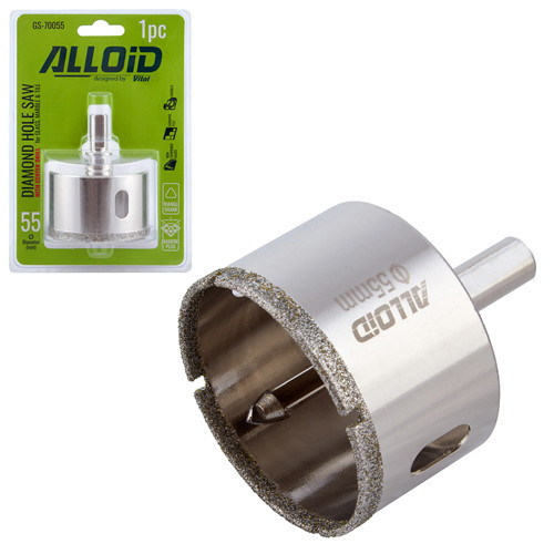Свердло корончате алмазне по склу та кераміці 55мм з центрувальним свердлом Alloid Одеса - фото 1