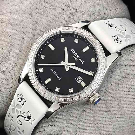 Годинник жіночий механічний Carnival Luiza Black Flower (2 ремінці) Київ