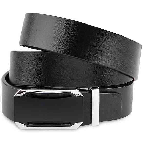 Ремень мужской с черной вставкой на пряжке Vintage 20255 Черный Киев