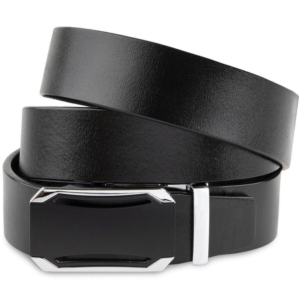 Ремень мужской с черной вставкой на пряжке Vintage 20255 Черный Киев - изображение 1