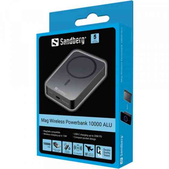 УМБ Sandberg Magnetic Wireless 10000mAh 20W 1USB-C Qi 15W Киев