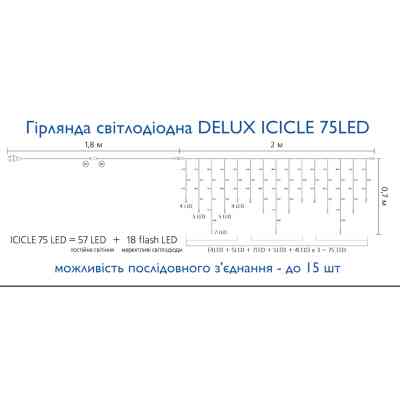Гірлянда Delux ICICLE 100LED 2x0.7 м Жовтий flash Білий/Білий IP44 (90015181) Вінниця