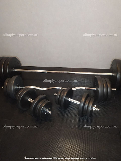 Штанга наборная 200 см + W-образный гриф + Гантели 142 кг Гантели, гири, штанги и диски ударопрочный пластик Киев - изображение 10