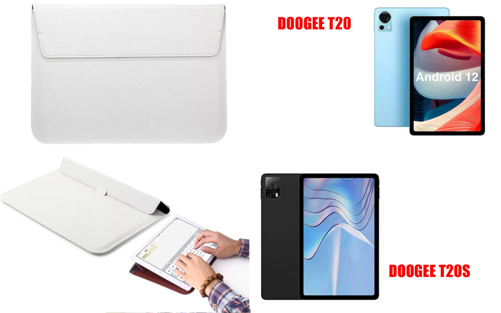 Чохол-конверт VitoCase для Doogee T20, з функцією підставки для планшета Чорний Білий Київ - фото 1