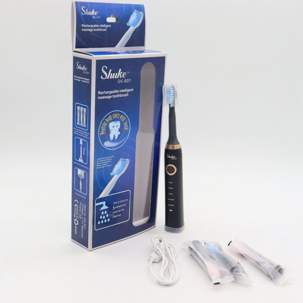 Электрическая зубная щетка, 4 насадки, Shuke, Черная/ Аккумуляторная зубная щетка / Ультразвуковая электрощетка Киев - изображение 10