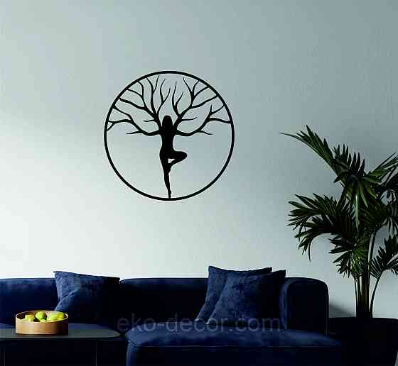 Декоративне настінне 3D Панно «ЙОГА» Декор на стіну з об'ємом 70*70 см, Чорний Київ