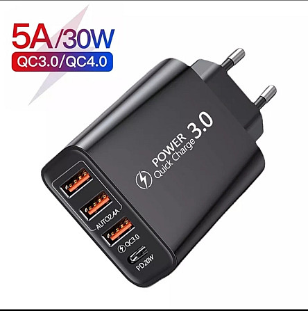 Блок зарядки 5A/30W Quick Charge (швидка зарядка) USB, Type-C Київ - фото 1