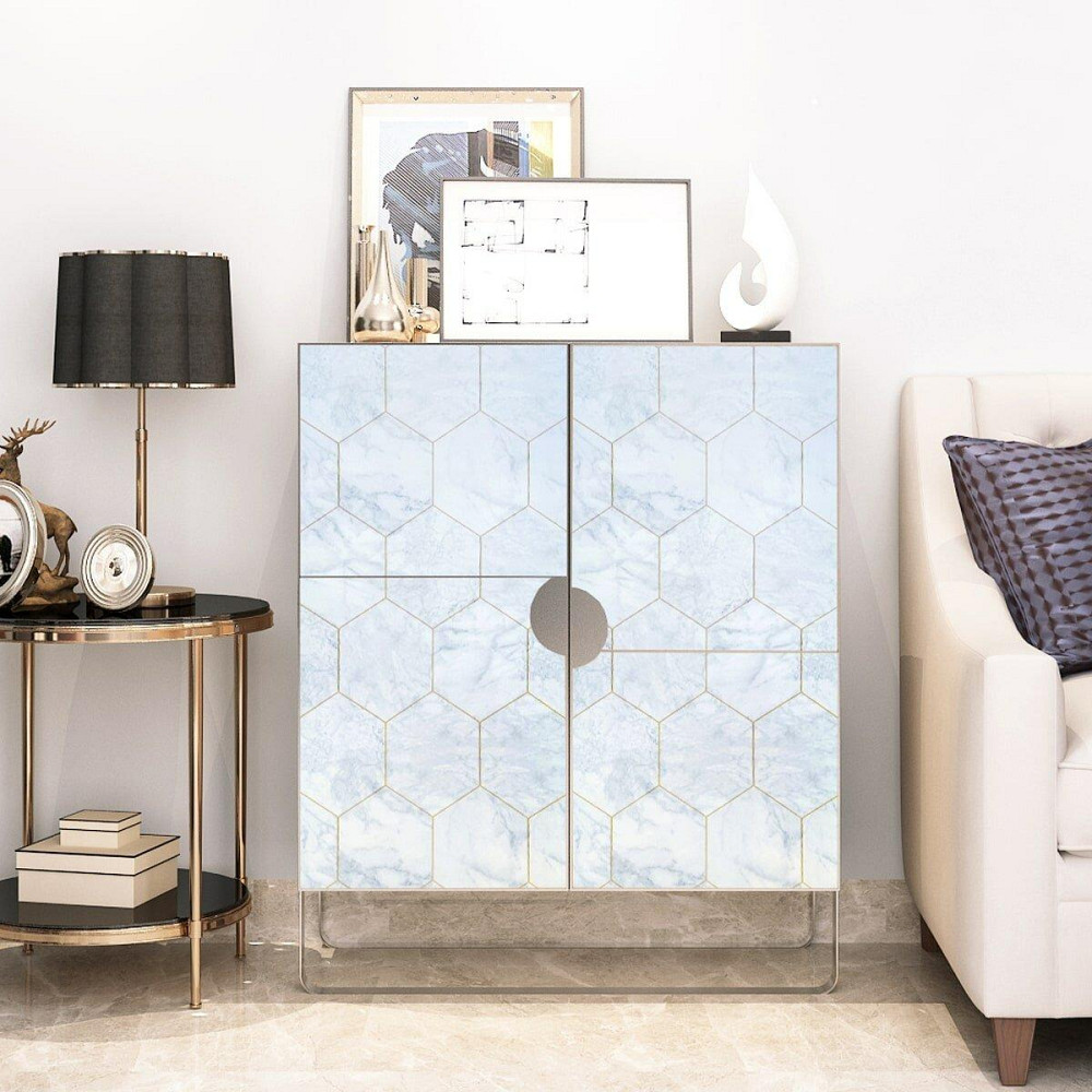 Самоклеющаяся пленка 0,45х10м х 0,07мм Малахитовый мрамор золотые соты SW-00001214 Киев - изображение 5