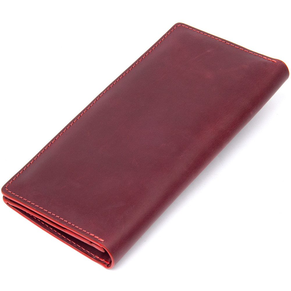 Кожаное винтажное портмоне GRANDE PELLE 11468 Бордовый Киев - изображение 10