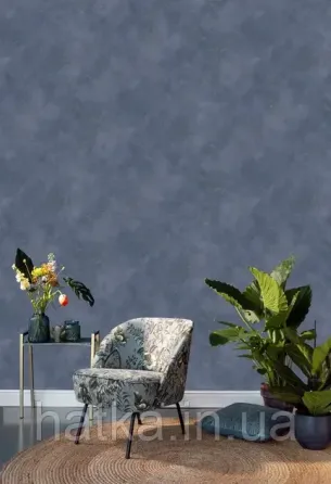 Шпалери вінілові на флізеліні Rasch Clasik 0,53х10 під штукатурку темно-сині зі сріблястим Київ