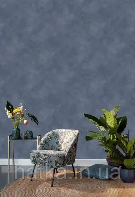 Шпалери вінілові на флізеліні Rasch Clasik 0,53х10 під штукатурку темно-сині зі сріблястим Київ - фото 1