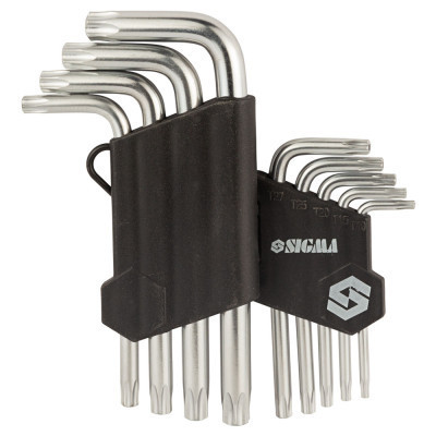 Ключ Sigma набір TORX 9шт T10-T50 CrV, короткі з отвором (4022211) Вінниця - фото 4