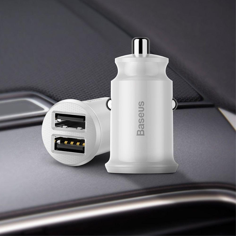 Автомобільний зарядний пристрій BASEUS С8-K Grain Mini Smart Car Charger 3.1 A (Білий, два USB-порта) Миколаїв - фото 7