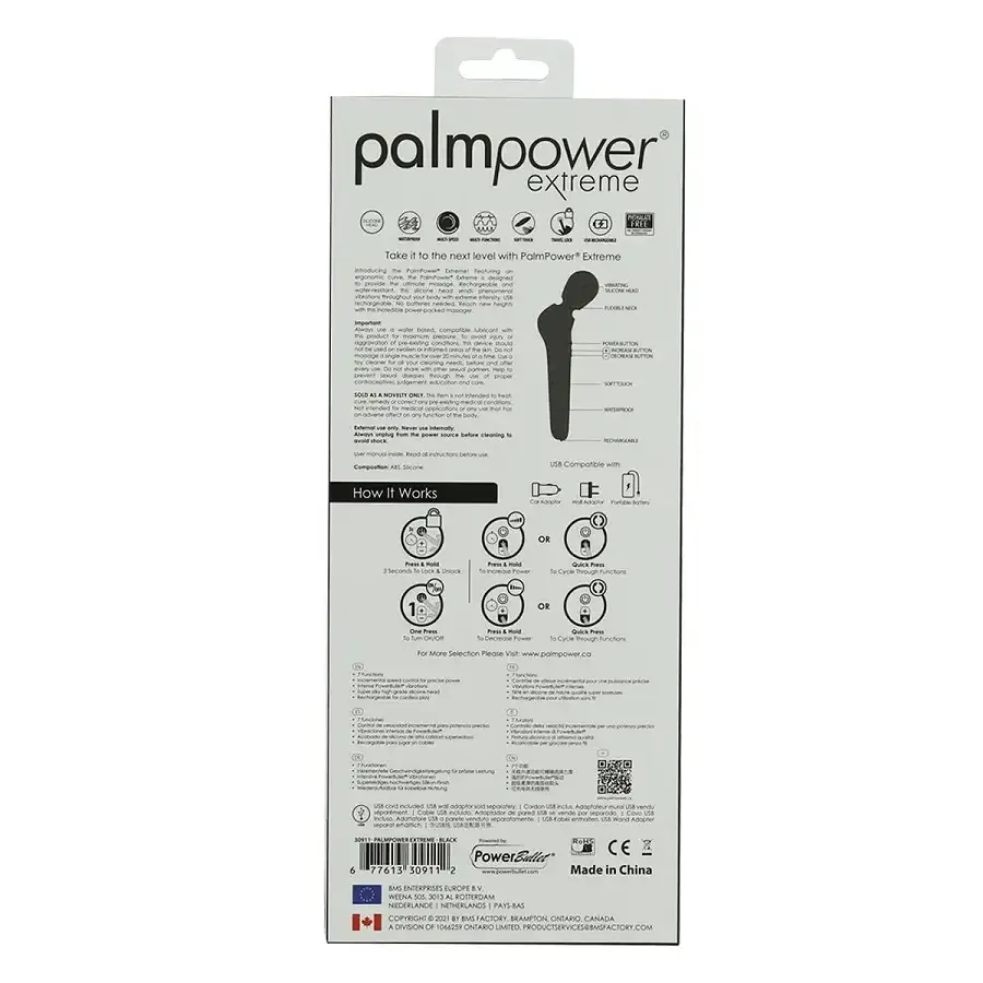 Потужний вібромасажер PalmPower Extreme - Black, 7 режимів, гнучка головка, перезаряджуваний Львів - фото 7